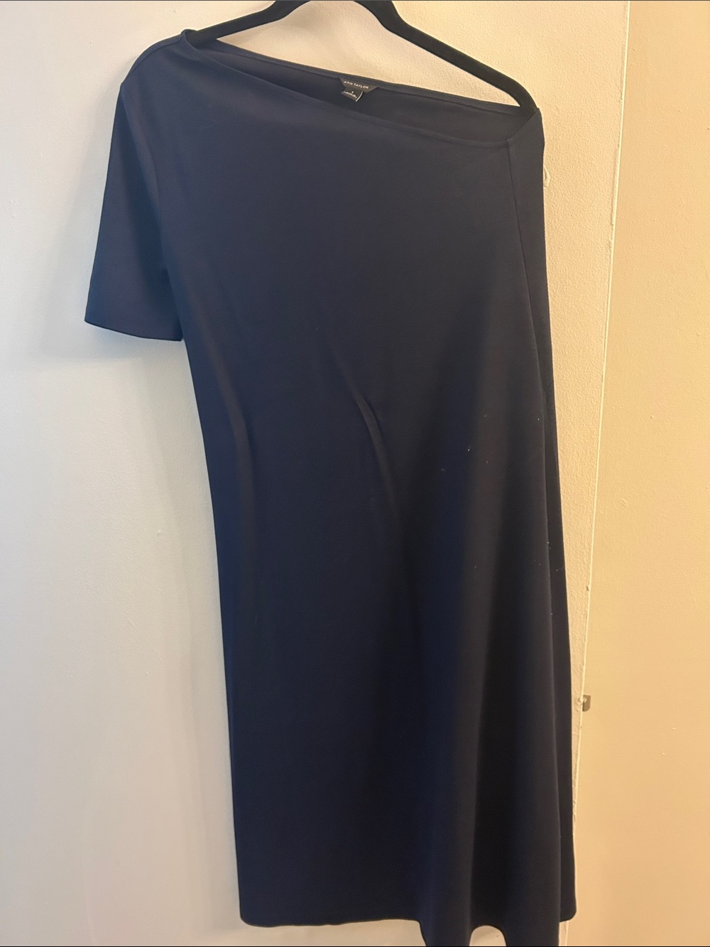 Ann Taylor Navy One-Shoulder Midi Dress